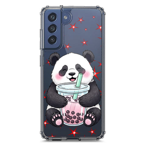 Samsung Galaxy S21 FE 5G Cover -Dreamy Panda Series - Clear Phone Case - Soft Silicon Borders
