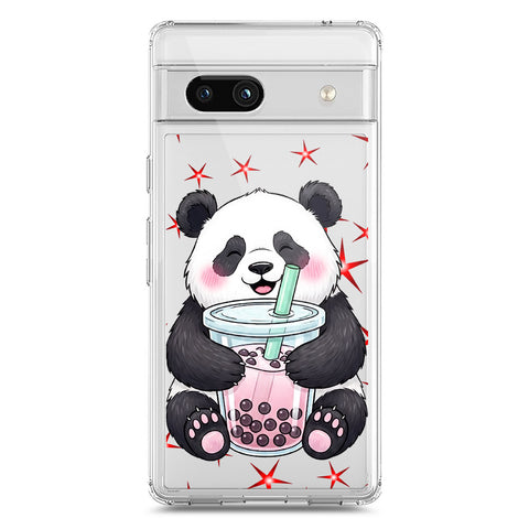 Google Pixel 7a Cover -Dreamy Panda Series - Clear Phone Case - Soft Silicon Borders