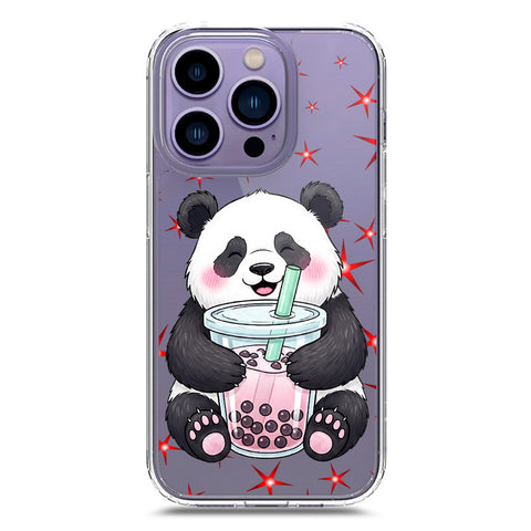 iPhone 14 Pro Cover -Dreamy Panda Series - Clear Phone Case - Soft Silicon Borders