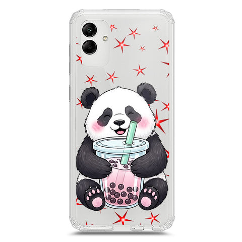 Samsung Galaxy M02s Cover -Dreamy Panda Series - Clear Phone Case - Soft Silicon Borders