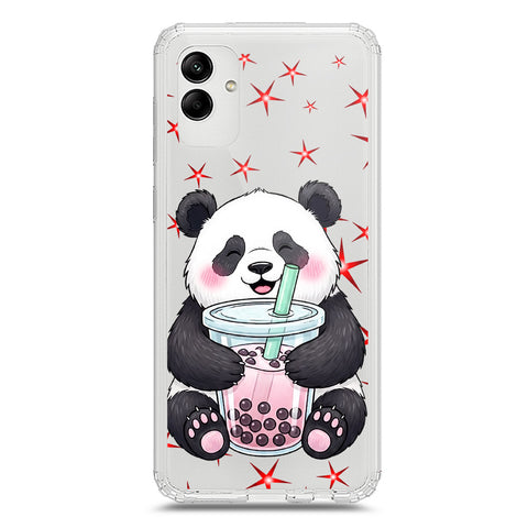 Samsung Galaxy A04 Cover -Dreamy Panda Series - Clear Phone Case - Soft Silicon Borders