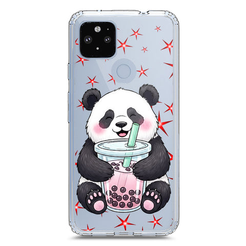 Google Pixel 5 Cover -Dreamy Panda Series - Clear Phone Case - Soft Silicon Borders