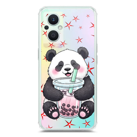Oppo A96 5G Cover -Dreamy Panda Series - Clear Phone Case - Soft Silicon Borders