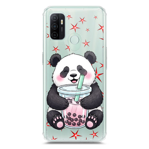 Oppo A53s Cover -Dreamy Panda Series - Clear Phone Case - Soft Silicon Borders
