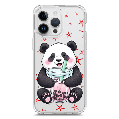 iPhone 15 Pro Max Cover -Dreamy Panda Series - Clear Phone Case - Soft Silicon Borders