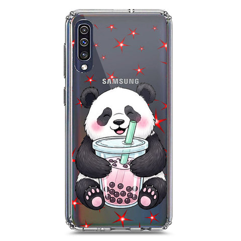 Samsung Galaxy A50s Cover -Dreamy Panda Series - Clear Phone Case - Soft Silicon Borders