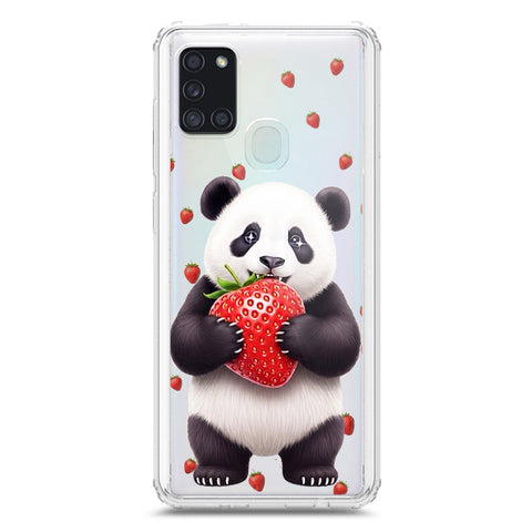 Samsung Galaxy A21s Cover -Dreamy Panda Series - Clear Phone Case - Soft Silicon Borders