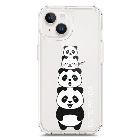 iPhone 15 Plus Cover -Dreamy Panda Series - Clear Phone Case - Soft Silicon Borders