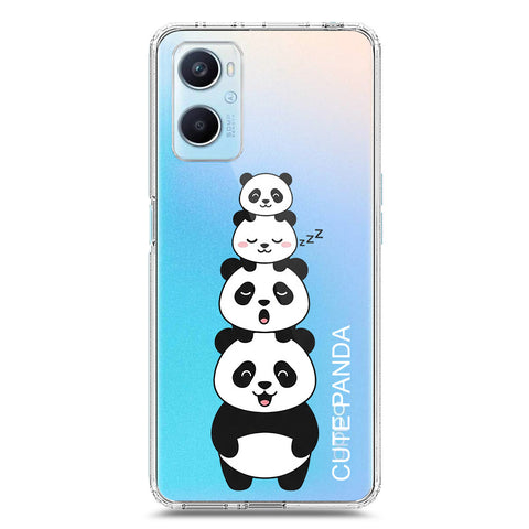 Oppo A96 4G Cover -Dreamy Panda Series - Clear Phone Case - Soft Silicon Borders