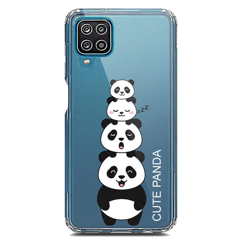 Samsung Galaxy A12 Nacho Cover -Dreamy Panda Series - Clear Phone Case - Soft Silicon Borders
