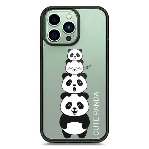iPhone 14 Pro Max - Black - Cover -Dreamy Panda Series - Clear Phone Case - Soft Silicon Borders