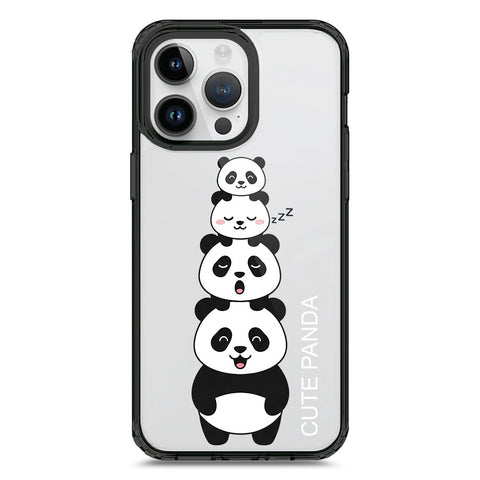 iPhone 15 Pro Max - Black - Cover -Dreamy Panda Series - Clear Phone Case - Soft Silicon Borders