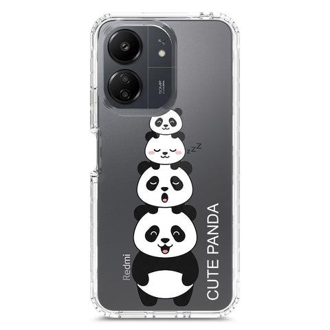 Xiaomi Redmi 13C Cover -Dreamy Panda Series - Clear Phone Case - Soft Silicon Borders