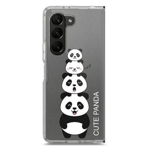 Samsung Galaxy Z Fold 5 Cover -Dreamy Panda Series - Clear Phone Case - Soft Silicon Borders