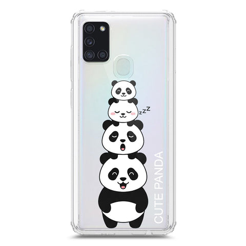 Samsung Galaxy A21s Cover -Dreamy Panda Series - Clear Phone Case - Soft Silicon Borders