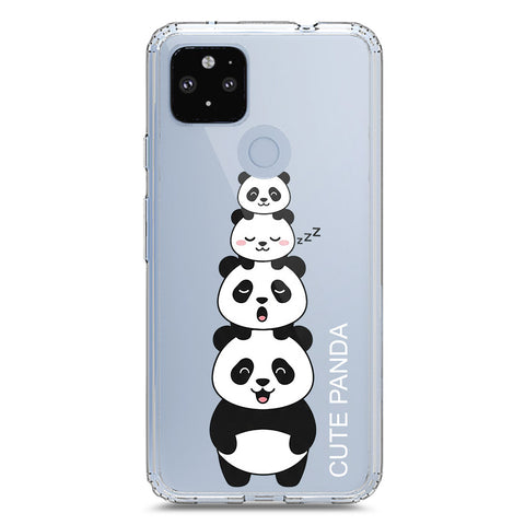 Google Pixel 5 Cover -Dreamy Panda Series - Clear Phone Case - Soft Silicon Borders
