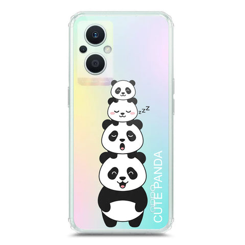 Oppo A96 5G Cover -Dreamy Panda Series - Clear Phone Case - Soft Silicon Borders