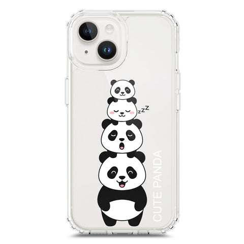iPhone 15 Cover -Dreamy Panda Series - Clear Phone Case - Soft Silicon Borders