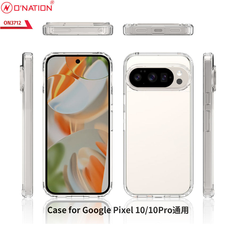 Google Pixel 10 Cover - Transparent - ONation Crystal Series - Premium Quality Clear Case No Yellowing Back With Smart Shockproof Cushions
