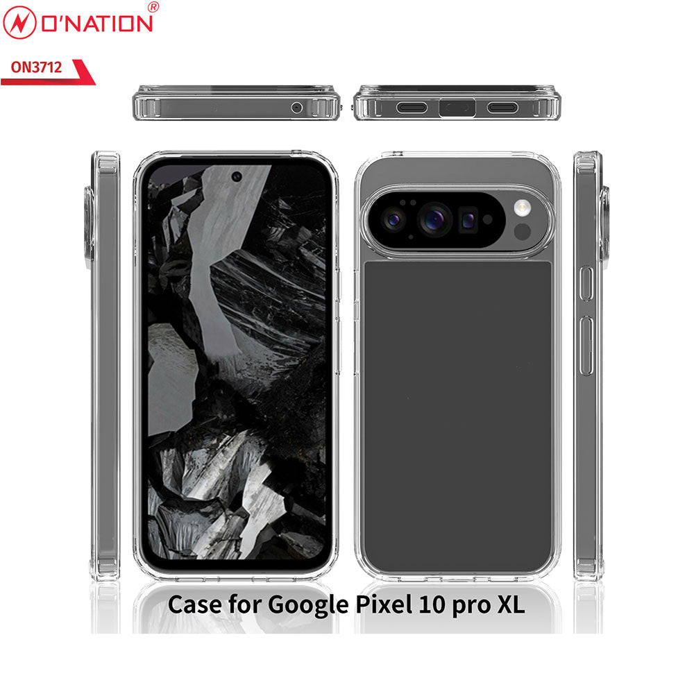Google Pixel 10 Pro XL Cover - Transparent - ONation Crystal Series - Premium Quality Clear Case No Yellowing Back With Smart Shockproof Cushions