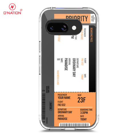 Google Pixel 9a Cover - Personalised Boarding Pass Ticket Series - 5 Designs - Clear Phone Case - Soft Silicon Borders