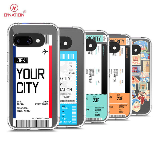Google Pixel 9a Cover - Personalised Boarding Pass Ticket Series - 5 Designs - Clear Phone Case - Soft Silicon Borders