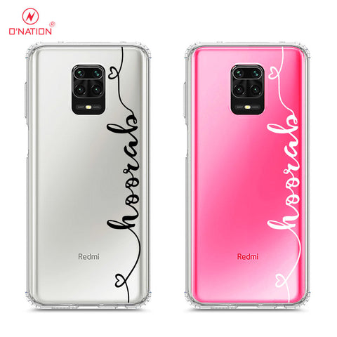 Xiaomi Redmi 9 Pro Max Cover - Personalised Name Series - 8 Designs - Clear Phone Case - Soft Silicon Borders