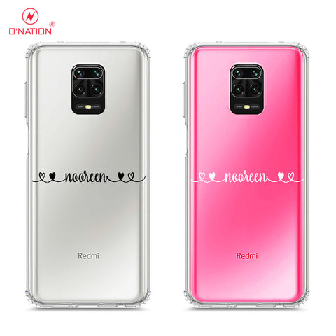 Xiaomi Redmi 9 Pro Max Cover - Personalised Name Series - 8 Designs - Clear Phone Case - Soft Silicon Borders