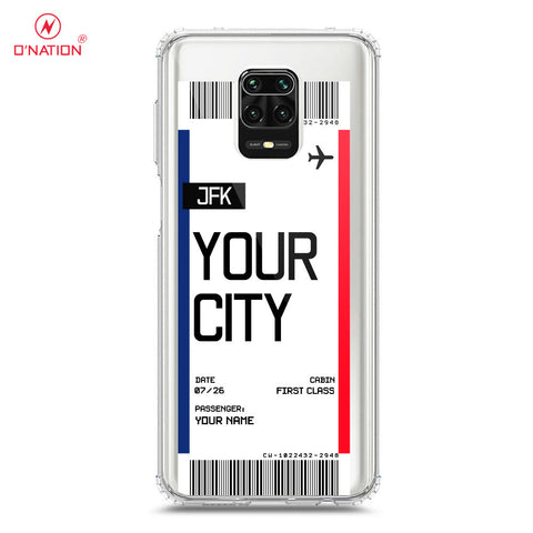 Xiaomi Redmi 9 Pro Max Cover - Personalised Boarding Pass Ticket Series - 5 Designs - Clear Phone Case - Soft Silicon Borders