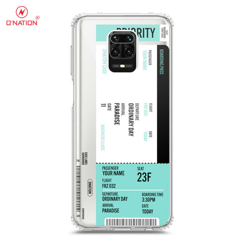 Xiaomi Redmi 9 Pro Max Cover - Personalised Boarding Pass Ticket Series - 5 Designs - Clear Phone Case - Soft Silicon Borders