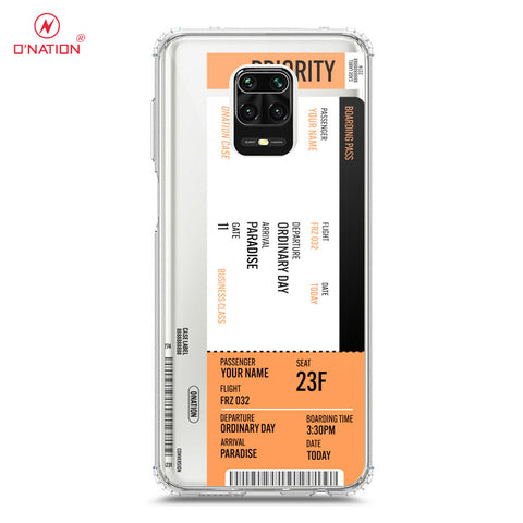 Xiaomi Redmi 9 Pro Max Cover - Personalised Boarding Pass Ticket Series - 5 Designs - Clear Phone Case - Soft Silicon Borders