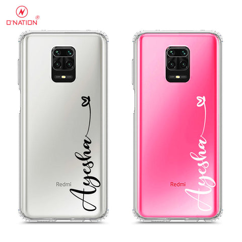 Xiaomi Redmi 9 Pro Max Cover - Personalised Name Series - 8 Designs - Clear Phone Case - Soft Silicon Borders