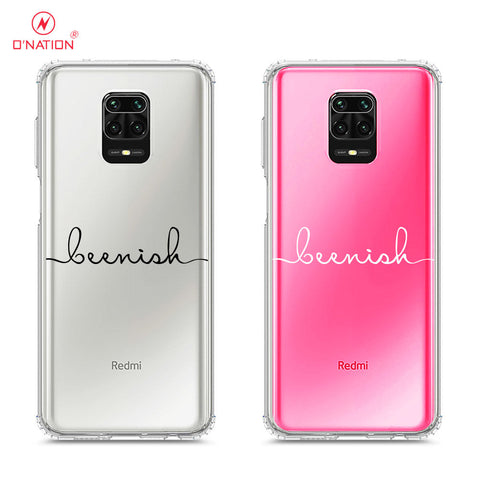 Xiaomi Redmi 9 Pro Max Cover - Personalised Name Series - 8 Designs - Clear Phone Case - Soft Silicon Borders