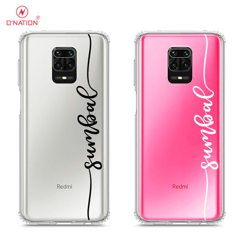 Xiaomi Redmi 9 Pro Max Cover - Personalised Name Series - 8 Designs - Clear Phone Case - Soft Silicon Borders