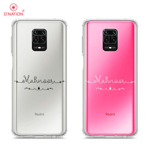 Xiaomi Redmi 9 Pro Max Cover - Personalised Name Series - 8 Designs - Clear Phone Case - Soft Silicon Borders