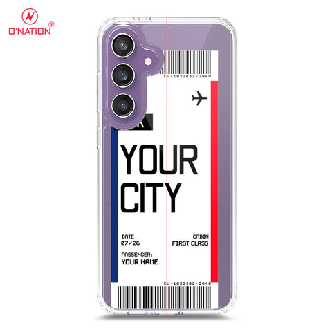 Samsung Galaxy S24 FE Cover - Personalised Boarding Pass Ticket Series - 5 Designs - Clear Phone Case - Soft Silicon Borders
