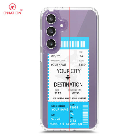 Samsung Galaxy S25 FE Cover - Personalised Boarding Pass Ticket Series - 5 Designs - Clear Phone Case - Soft Silicon Borders