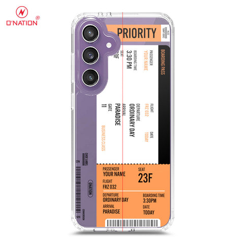 Samsung Galaxy S25 FE Cover - Personalised Boarding Pass Ticket Series - 5 Designs - Clear Phone Case - Soft Silicon Borders