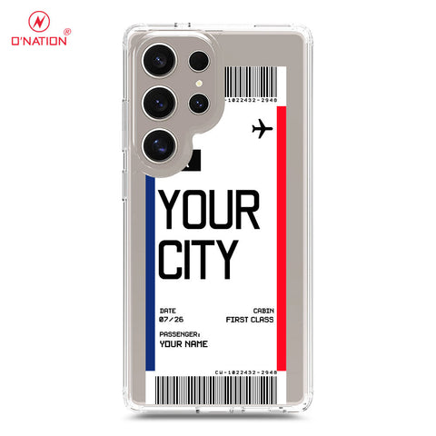 Samsung Galaxy S25 Ultra Cover - Personalised Boarding Pass Ticket Series - 5 Designs - Clear Phone Case - Soft Silicon Borders