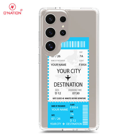 Samsung Galaxy S25 Ultra Cover - Personalised Boarding Pass Ticket Series - 5 Designs - Clear Phone Case - Soft Silicon Borders