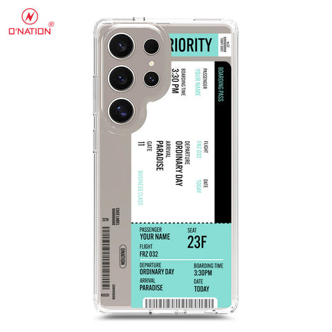 Samsung Galaxy S25 Ultra Cover - Personalised Boarding Pass Ticket Series - 5 Designs - Clear Phone Case - Soft Silicon Borders