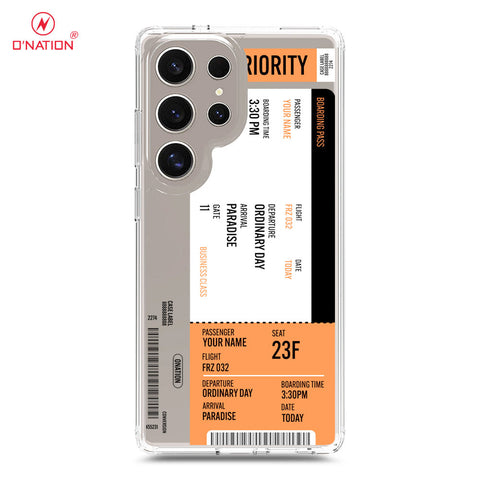Samsung Galaxy S25 Ultra Cover - Personalised Boarding Pass Ticket Series - 5 Designs - Clear Phone Case - Soft Silicon Borders