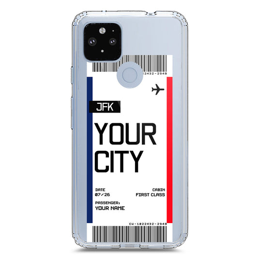 Google Pixel 4a 5G Cover - Personalised Boarding Pass Ticket Series - Clear Phone Case - Soft Silicon Borders