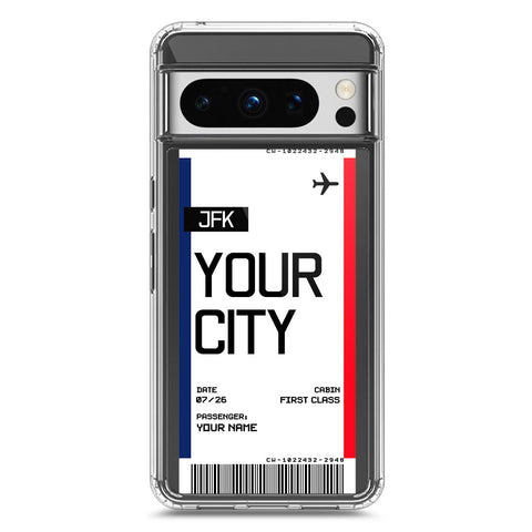 Google Pixel 8 Pro Cover - Personalised Boarding Pass Ticket Series - Clear Phone Case - Soft Silicon Borders