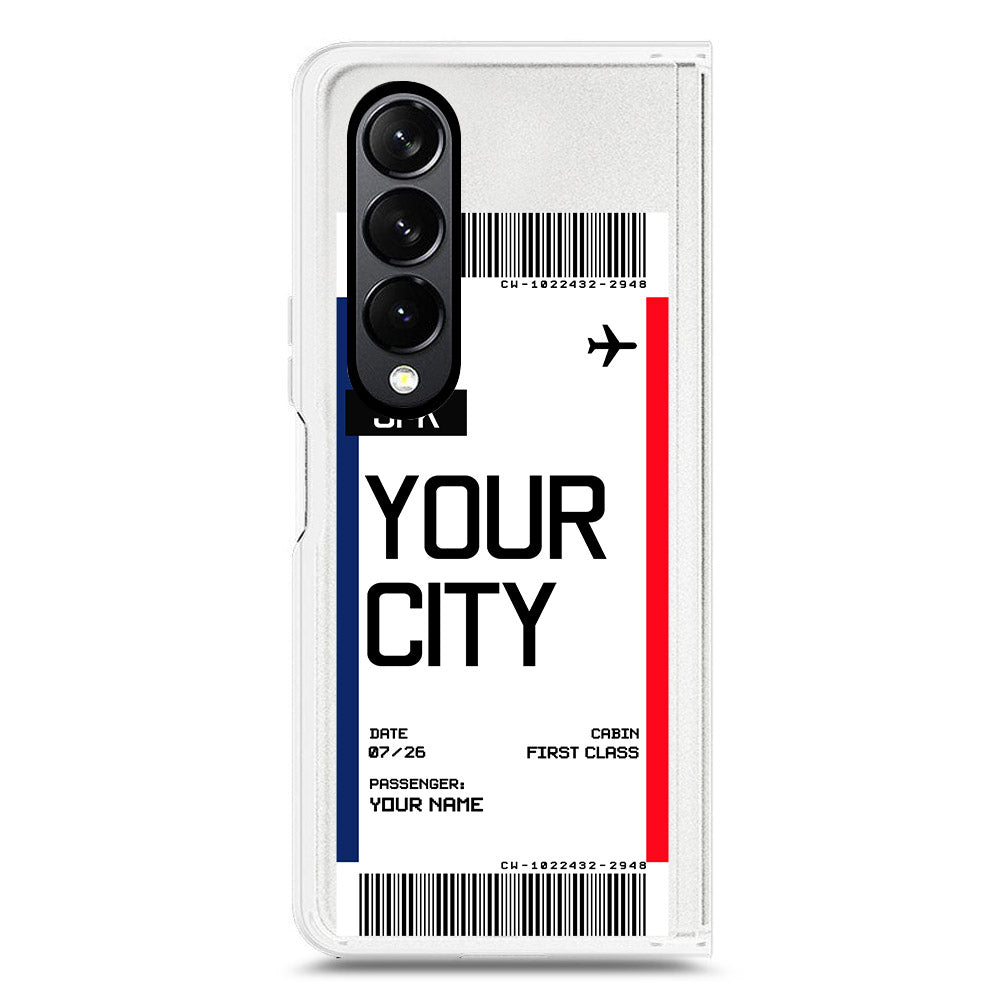 Samsung Galaxy Z Fold 4 5G Cover - Personalised Boarding Pass Ticket Series - Clear Phone Case - Soft Silicon Borders