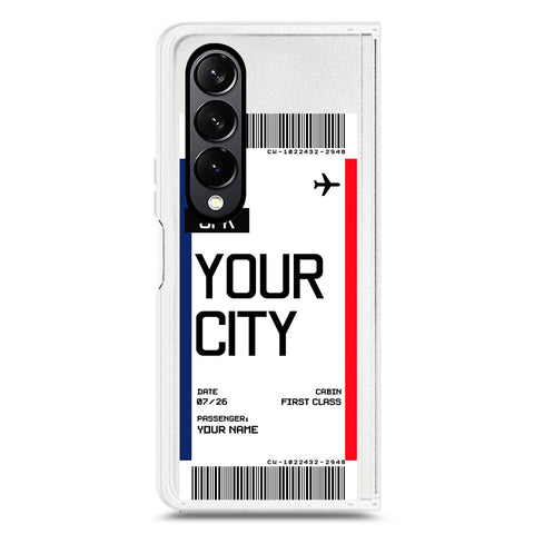 Samsung Galaxy Z Fold 4 5G Cover - Personalised Boarding Pass Ticket Series - Clear Phone Case - Soft Silicon Borders