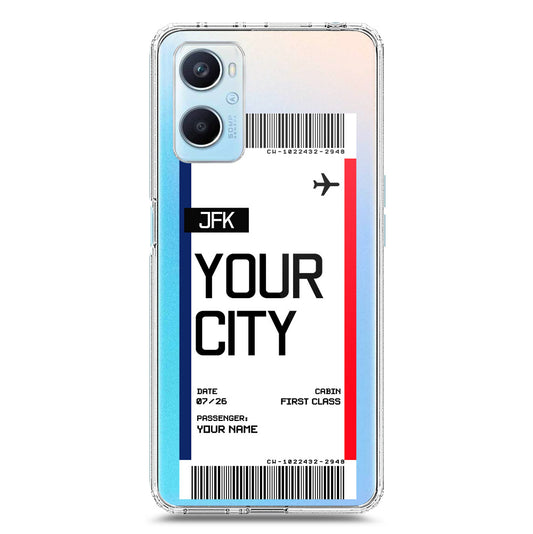 Oppo A96 4G Cover - Personalised Boarding Pass Ticket Series - Clear Phone Case - Soft Silicon Borders