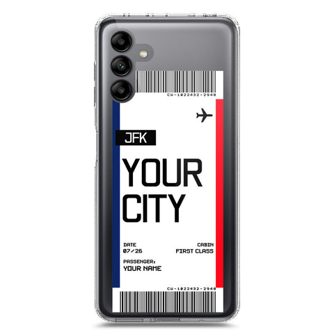 Samsung Galaxy A04s Cover - Personalised Boarding Pass Ticket Series - Clear Phone Case - Soft Silicon Borders
