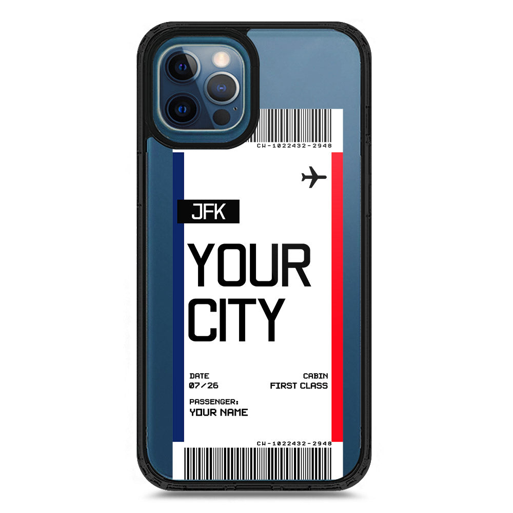 iPhone 12 Pro Max - Black - Cover - Personalised Boarding Pass Ticket Series - Clear Phone Case - Soft Silicon Borders