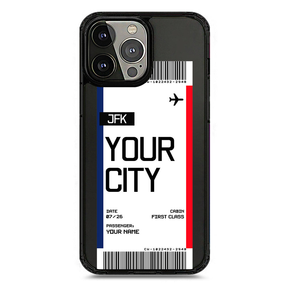 iPhone 13 Pro Max - Black - Cover - Personalised Boarding Pass Ticket Series - Clear Phone Case - Soft Silicon Borders